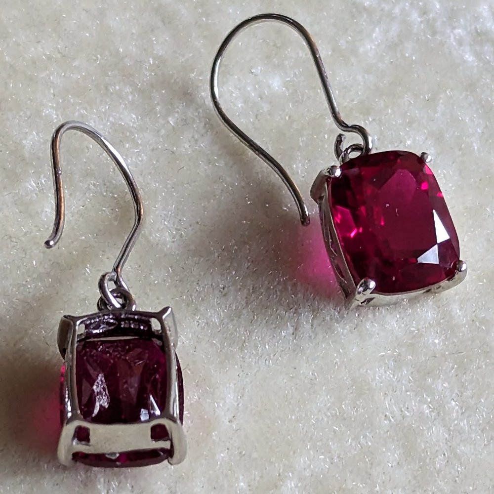 Real Ruby 11.9 Ct Rectangular Cushion Cut Earring… - image 5